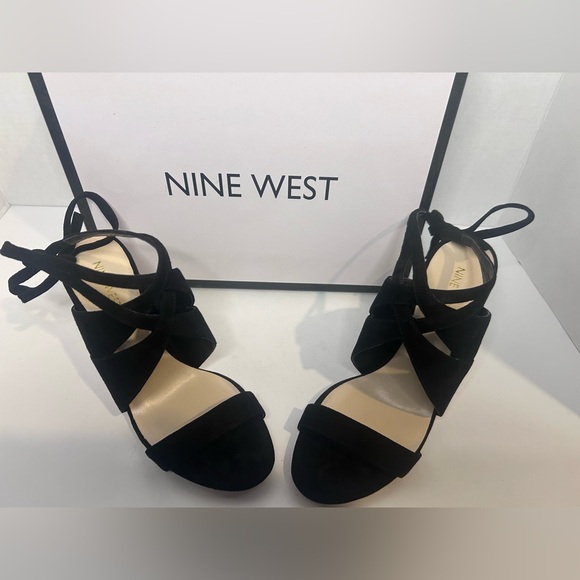 Nine West Sexy Black Suede Ankle tie Heels - Picture 13 of 14